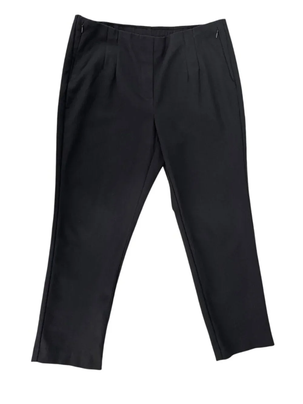 J. Jill Pleated Front Pull On Trousers Black Zip Pocket Pants 14 Petite